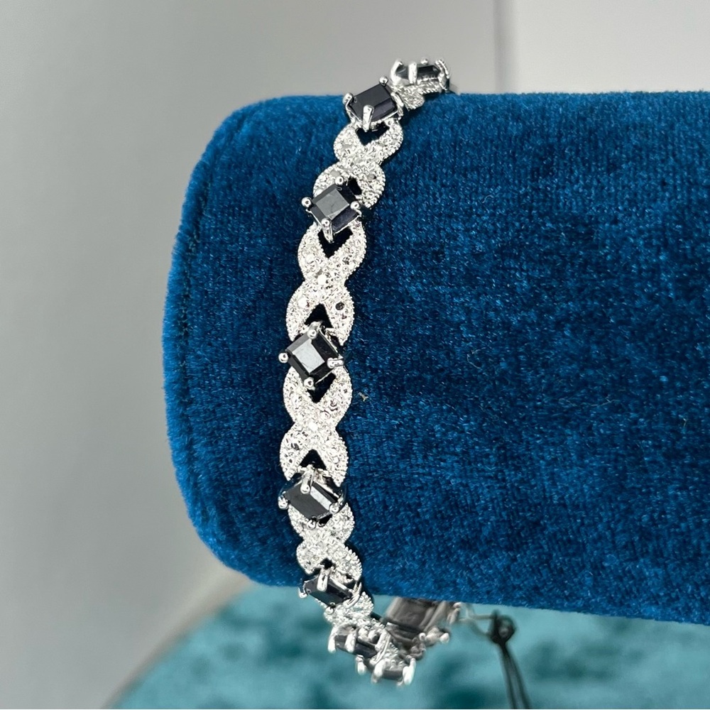 Victoria Townsend Black Sapphire & Diamond Pave Bracelet Sterling Silver NWT